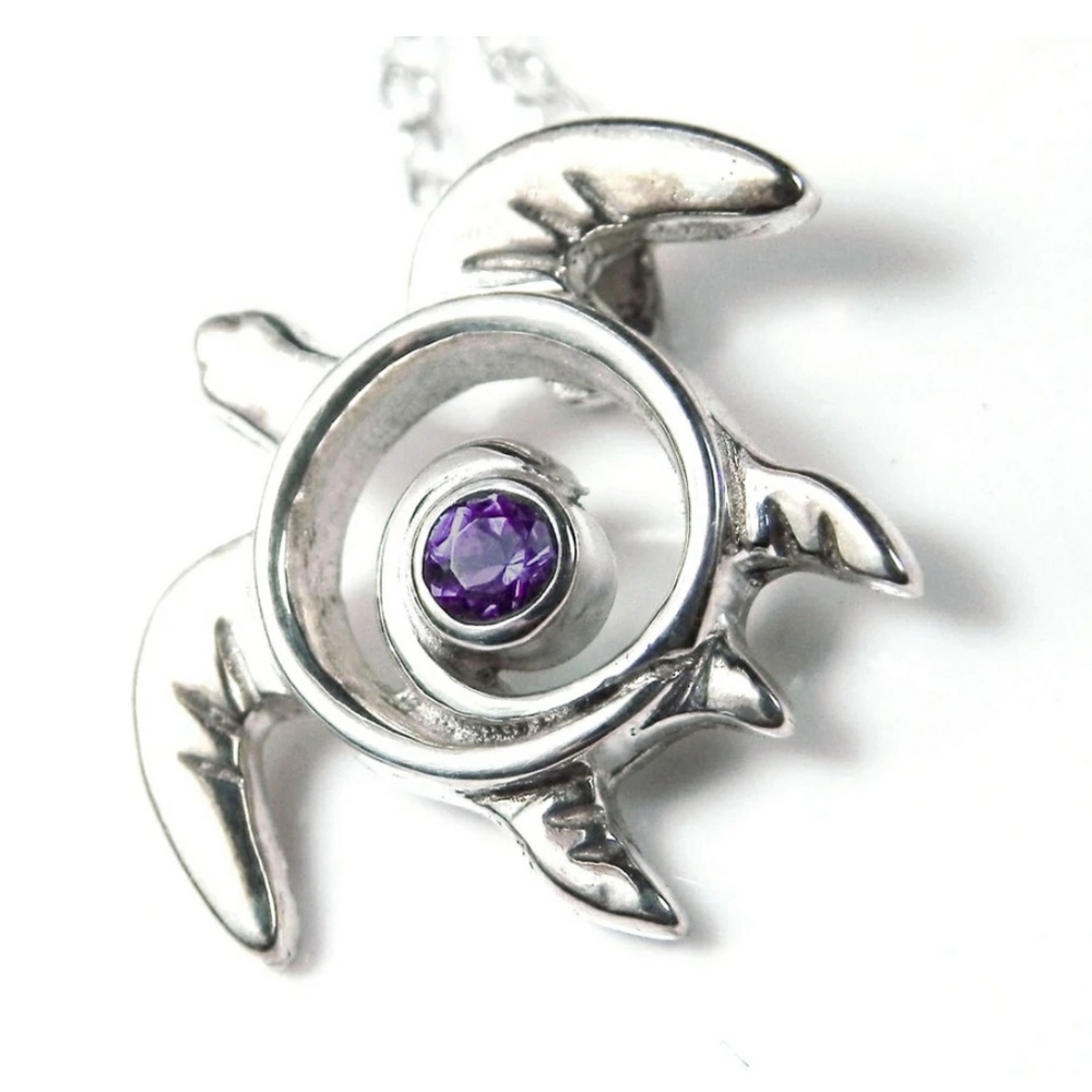 COPY - FantaSea Sterling Silver Sea Turtle Necklace with Amethyst